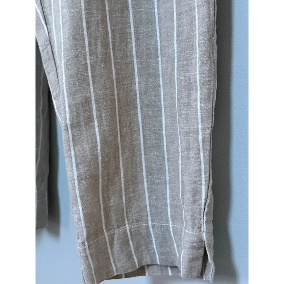 Beach Lunch Lounge Striped Linen & Cotton Paperbag Waist Pants Women XL NEW - Picture 5 of 11